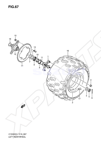 Billede til varegruppe LEFT REAR WHEEL (LT-Z400ZL1 E19)