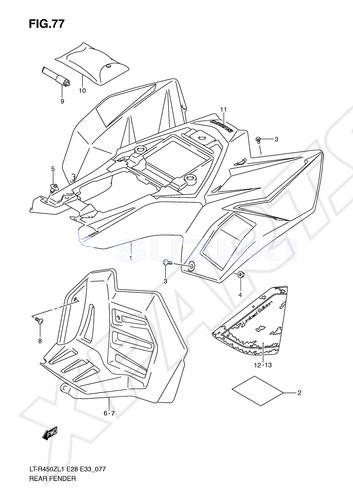 Billede til varegruppe REAR FENDER (LT-R450L1 E33)