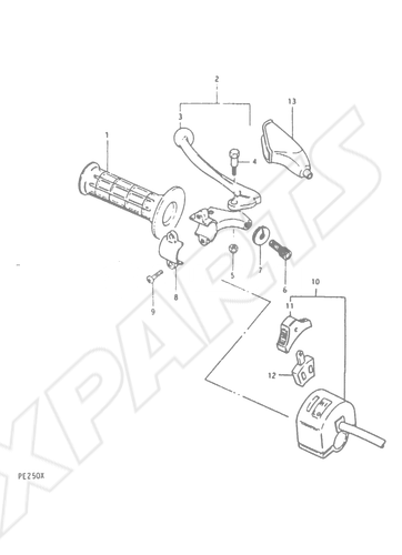 Bild für Kategorie LH HANDLE GRIP (PE250X)FIG.56 (H-12) : PE250X E2