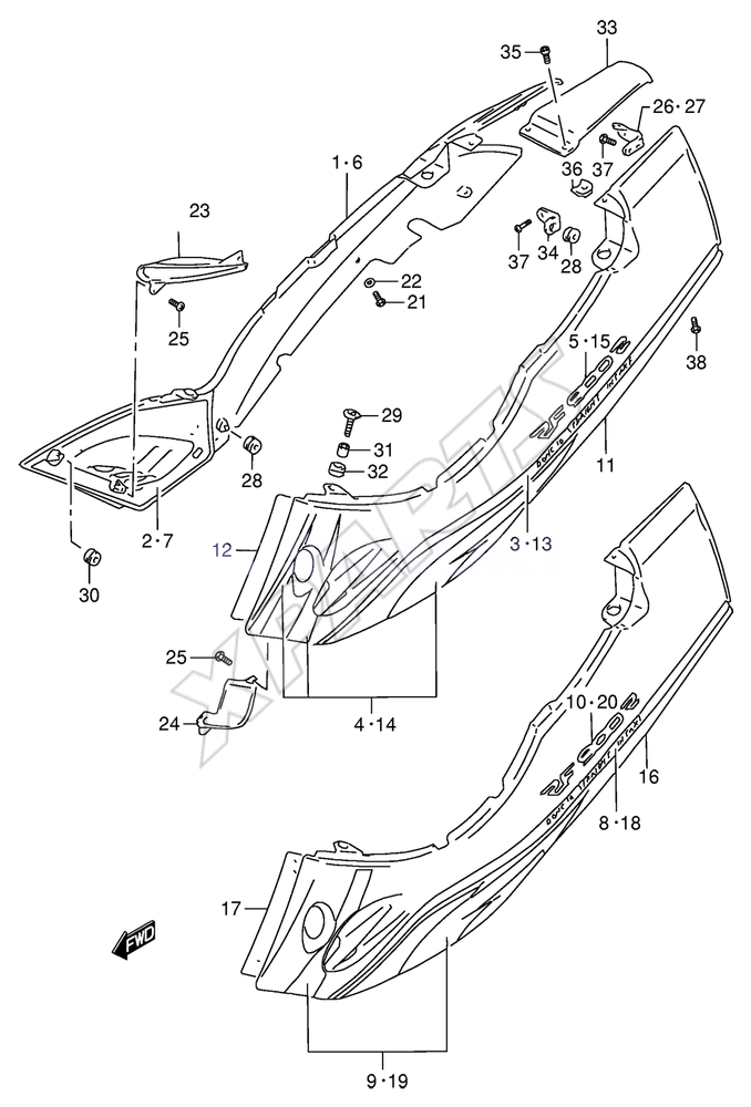 Billede til varegruppe REAR SWINGING ARM (MODEL T/ V/ W)