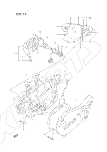 Billede til varegruppe CRANKCASE COVER- WATER PUMP (MODEL K/ L/ M/ N/ P/ R/ S)