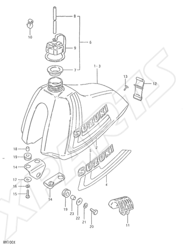 Bild für Kategorie FUEL TANK (RM100N, RM100T)FIG. 18 (D-6) : RM100X