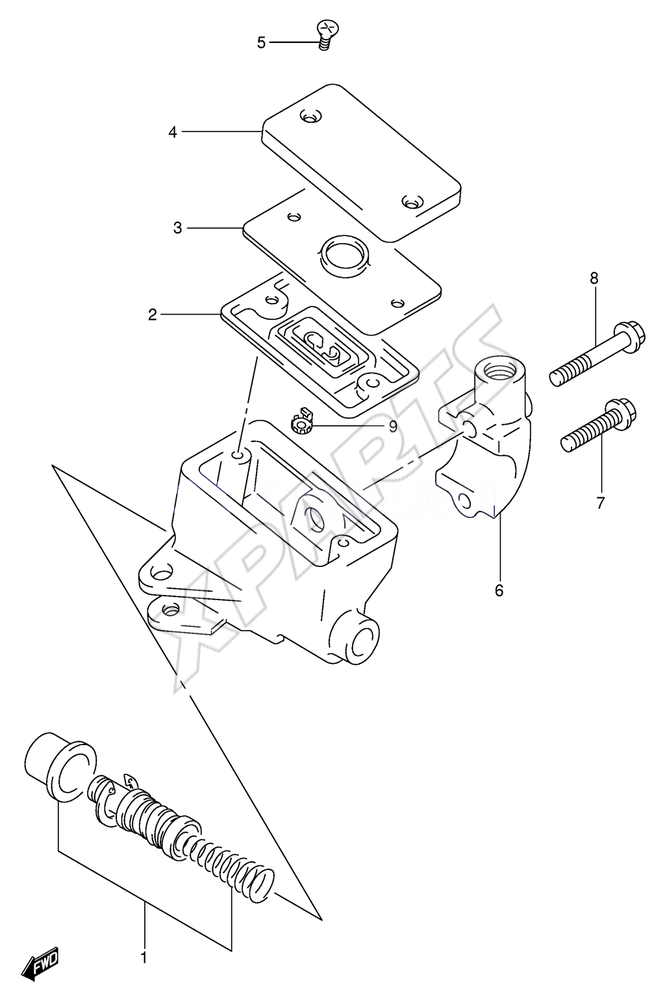 Billede til varegruppe FRONT MASTER CYLINDER (SV650X/ UX/ Y/ UY/ K1/ K2/ UK2)