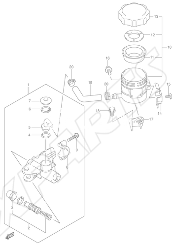 Billede til varegruppe FRONT MASTER CYLINDER (SV650SX/ SUX/ SY/ SUY/ SK1/ SK2/ SUK2)