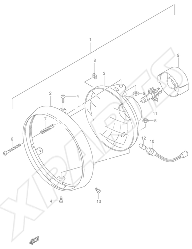Bild für Kategorie HEADLAMP (SV650X/ UX/ Y/ UY/ K1/ UK1/ K2/ UK2)E18,E22,E25,E34