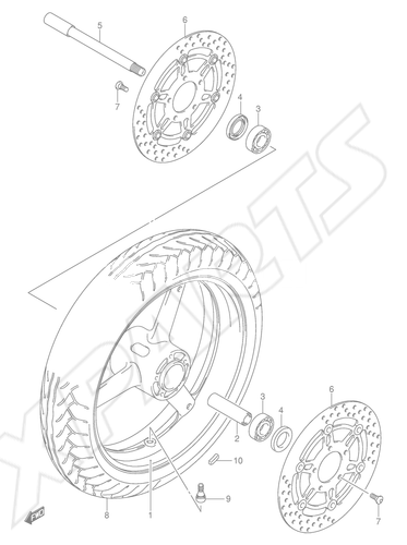 Billede til varegruppe FRONT WHEEL (SEE NOTE)