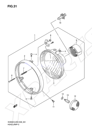 Billede til varegruppe HEADLAMP (SV650K3/ K4/ K5/ K6/ K7/ AK7)