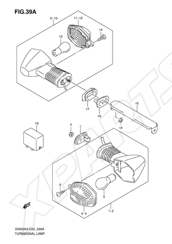 Billede til varegruppe TURNSIGNAL LAMP (SV650SK9/ SAK9/ SUK9/ SUAK9/ SL0/ SAL0/ SUL0/ ASUL0)