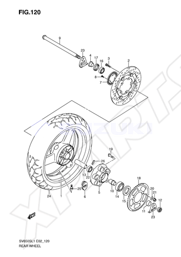 Billede til varegruppe REAR WHEEL (SV650SAL1 E24)