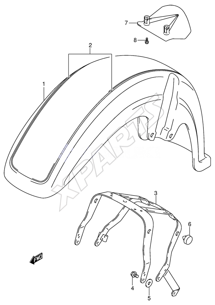 Billede til varegruppe FRONT FENDER (MODEL K3): KU1=YV4(GREEN),YD8(SILV ER)