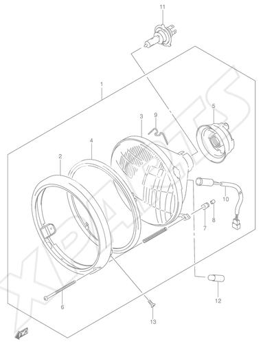 Billede til varegruppe HEADLAMP ASSY (MODEL K1/ K2/ K3/ K4 E2,E19)