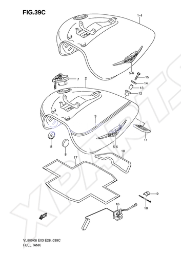 Billede til varegruppe FUEL TANK (MODEL K9): GDT=YPA(WHITE),YRC(BLUE )